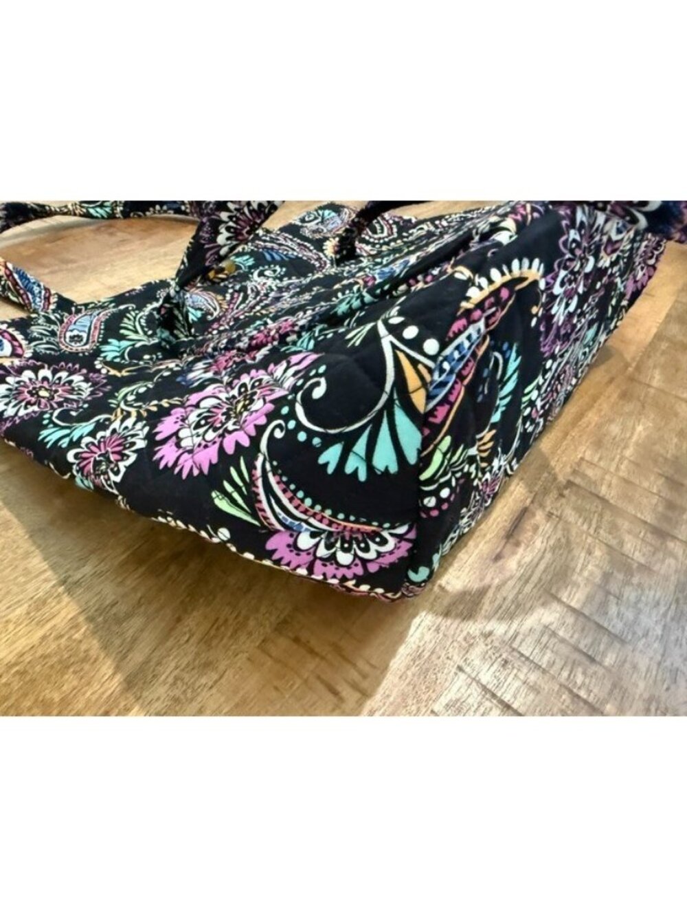 Vera Bradley Bandana Swirl Glenna Tote Shoulder Bag Paisley Quilted Cotton Black - Picture 6 of 14